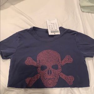super cropped brandy melville skull tee